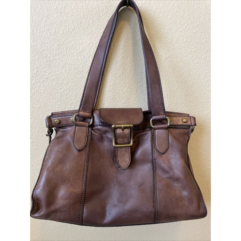 Fossil Vintage Revival Brown Satchel Flap Leather